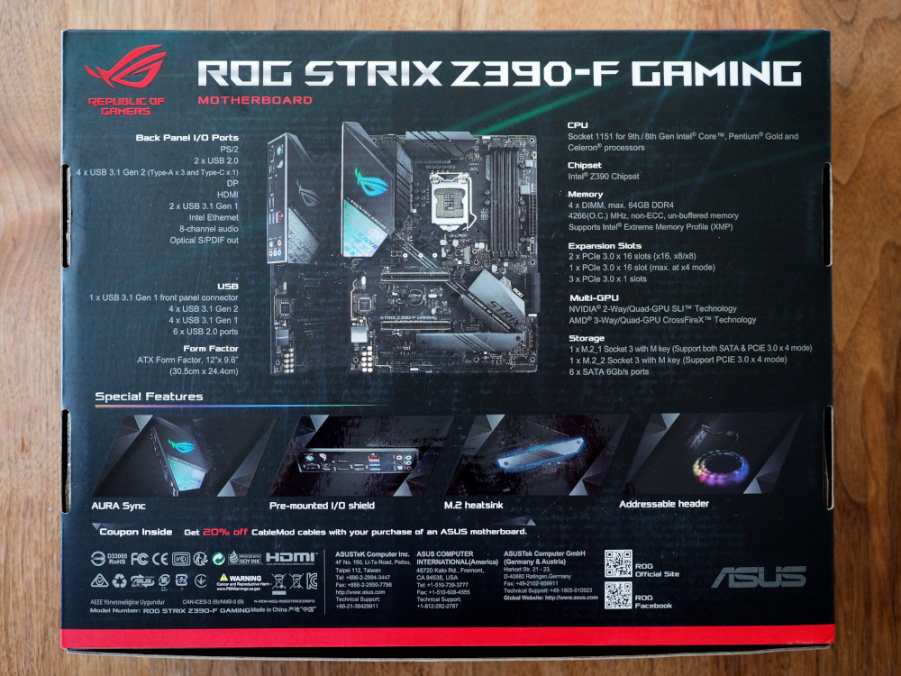 9世代Core i用マザーボード「ASUS ROG STRIX Z390-F GAMING」を買っ